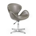 Manhattan Comfort Raspberry Faux Leather Adjustable Swivel Chair in Pebble and Polished Chrome AC038-PE